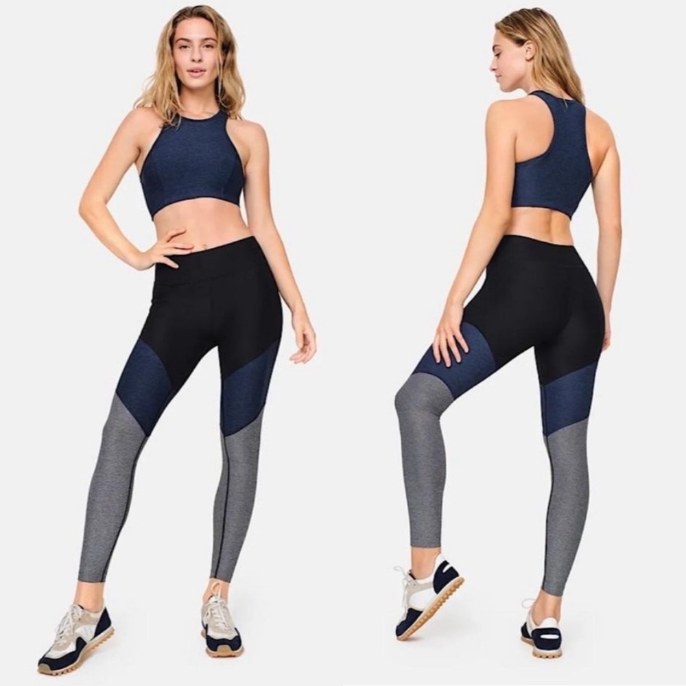 Outdoor Voices Color-blocking Spring 7/8 Leggings Navy And Gray Size Small